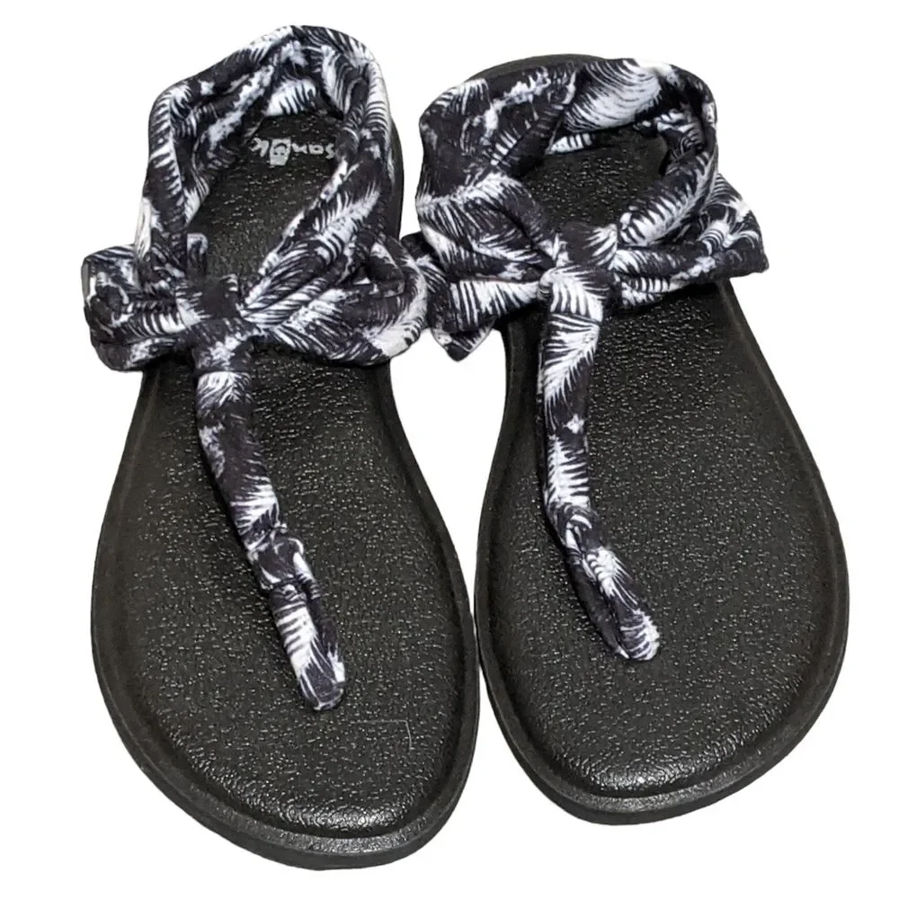 Sanuk Sling Ella Yoga Sandal flip flop black & white 9 US